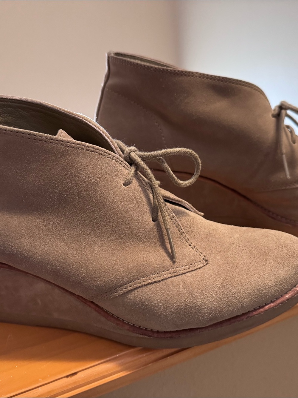 Coach Cassy Tan Suede Wedge Bootie